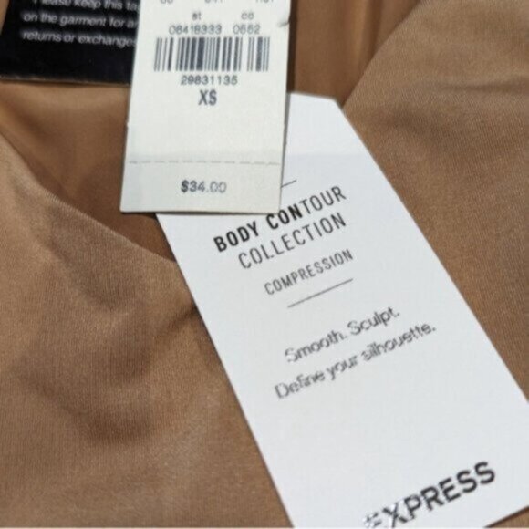 NWT Express nude/tan Body Contour Sleeveless Bodysuit - v-neck - Picture 5 of 5